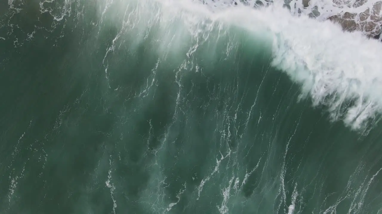 Ocean Sea Waves In Top-Down Drone Shot