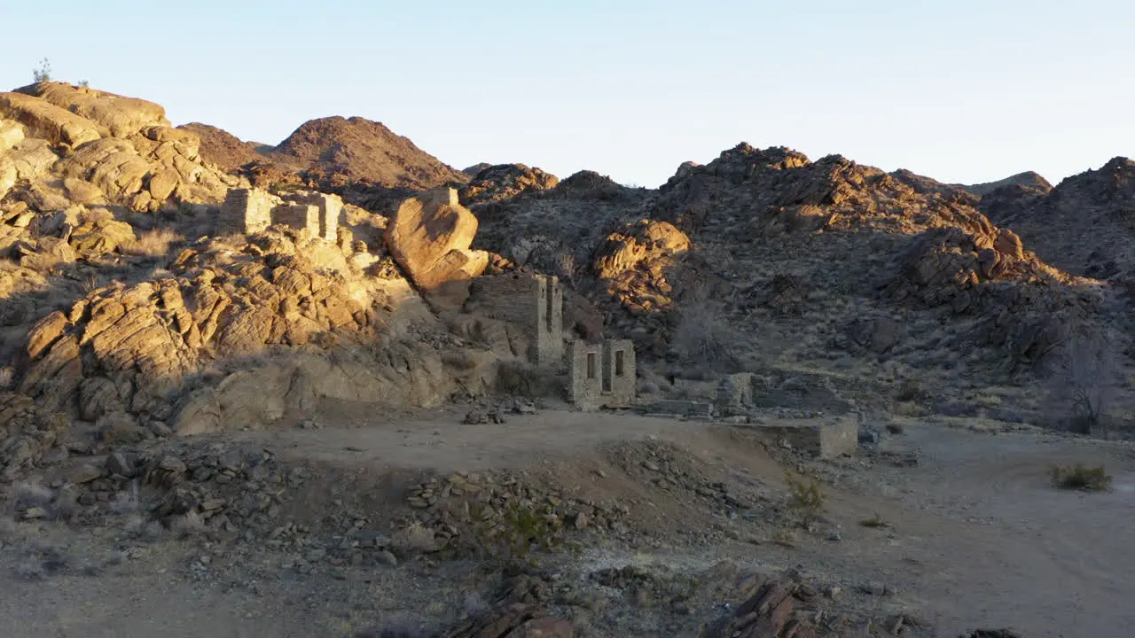 Flying Towards Ruins At Red Cloud Mine Arizona USA Aerial