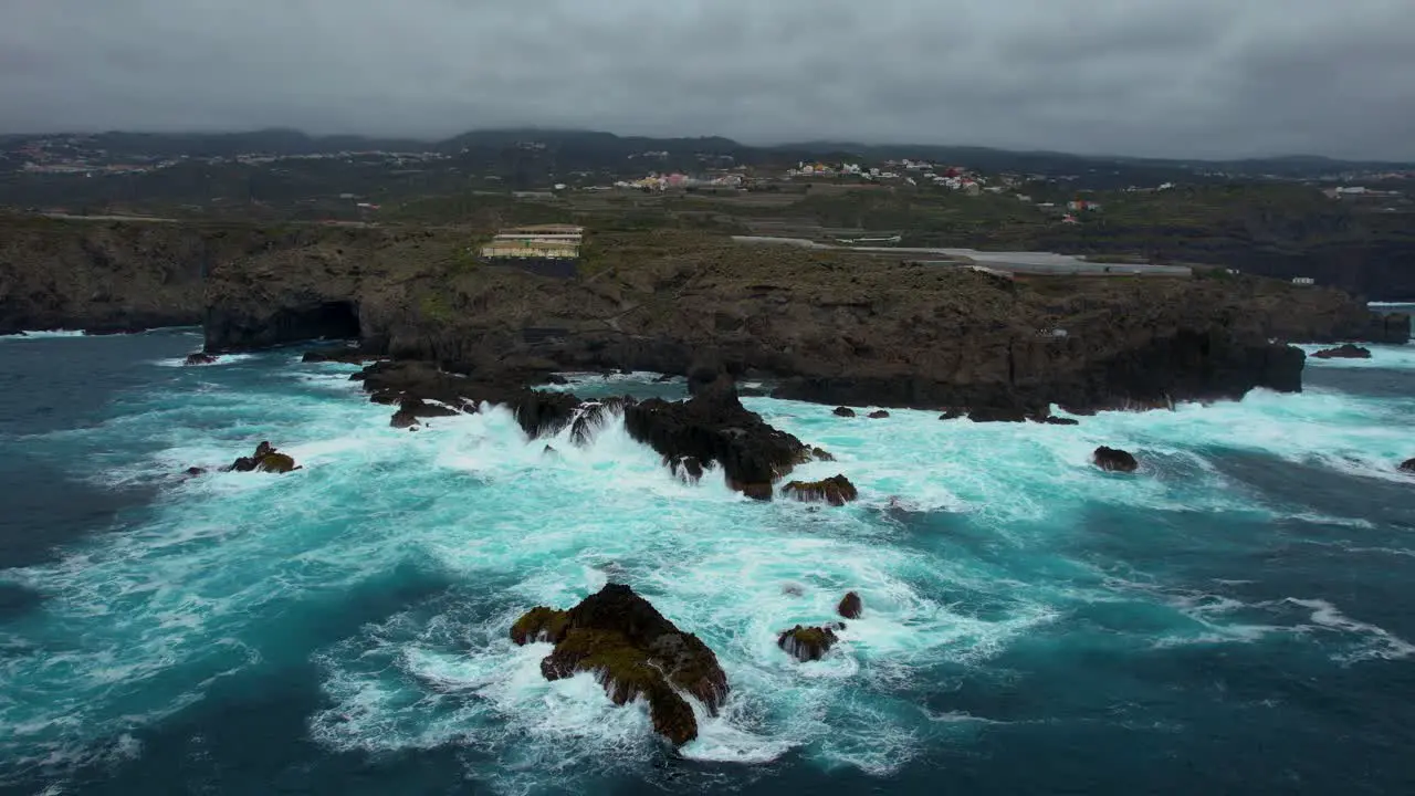 Massive Ocean Waves Breaking On The Shore Line Stormy Weather