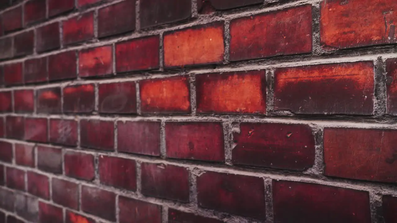 Rustic red brick wall close-up shot of brickwork