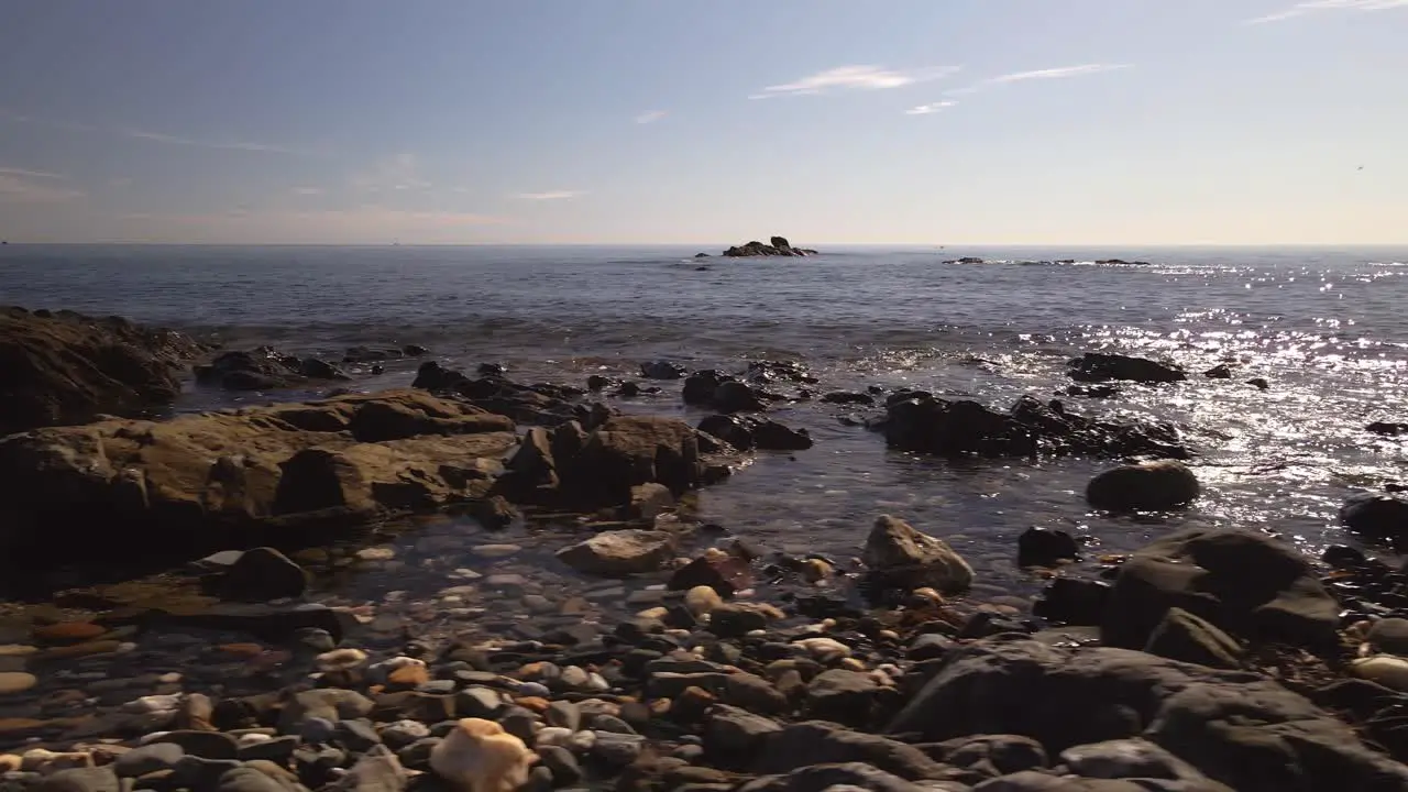 Rocky sea formation moving sideways to the left