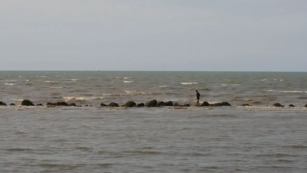 shot of waves on the kartini beach rembang central java on September 18 2022