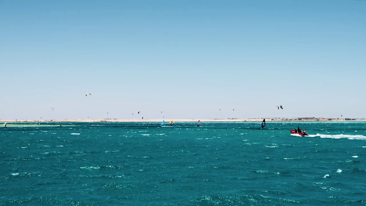 Watersports Activity With Tourists Enjoying The Summer On Orange Bay Island In Hurghada Egypt