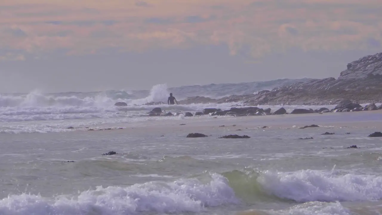 Surfing At Crescent Head Beach Ocean Waves Hitting The Rocky Coast Sydney NSW Australia