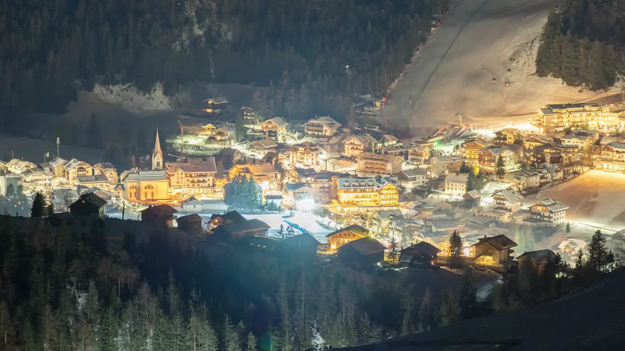 A night view of the San Vigilio di Marebbe a small town in South Tyrol Italy