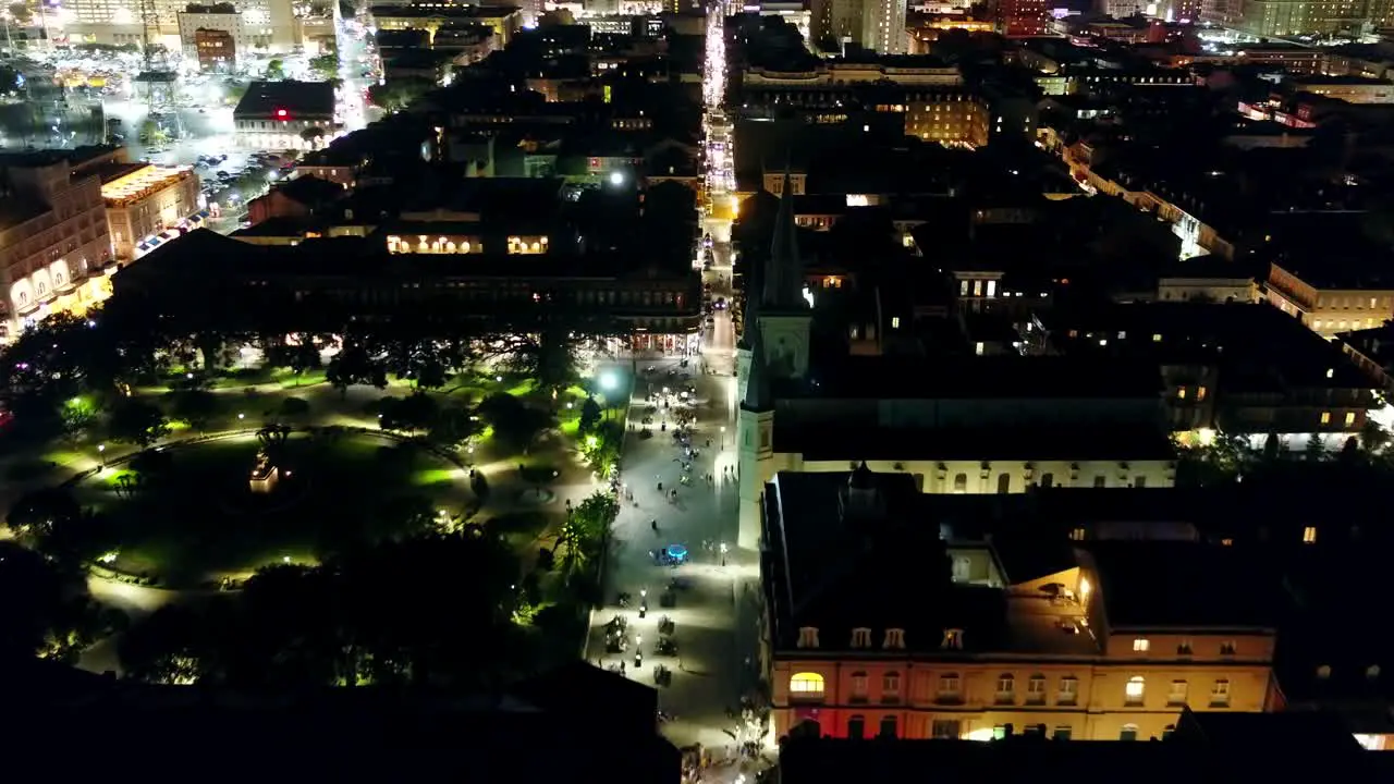 Droning a side road in the French Quarter revealing the City of New Orleans