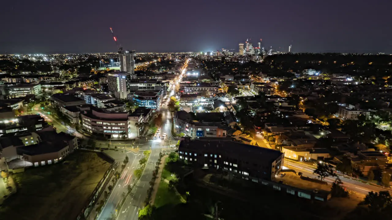 Drone time lapse night fromSubiaco to Perth