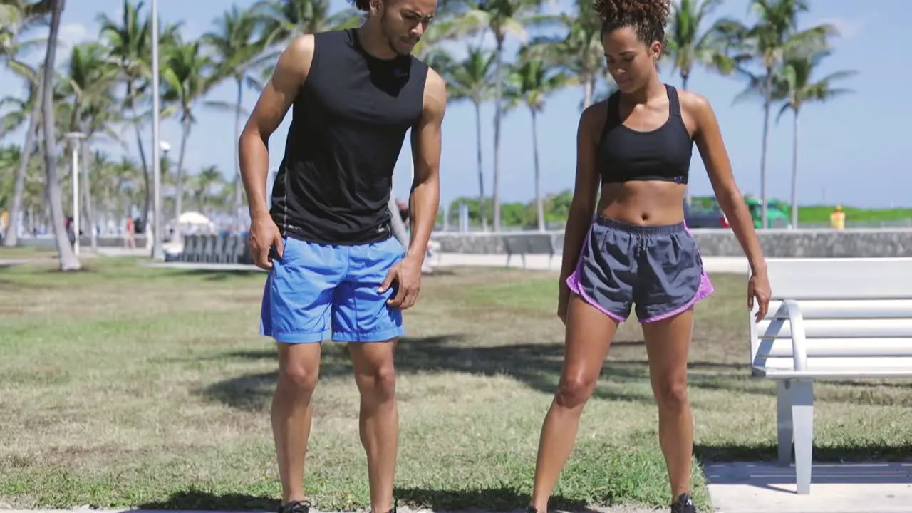 Couple doing fitness in the park