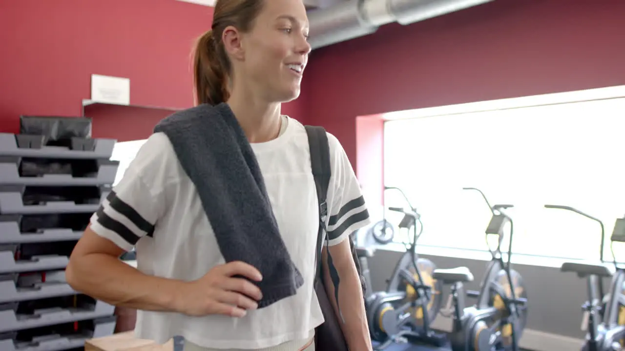 Fit young Caucasian woman at the gym