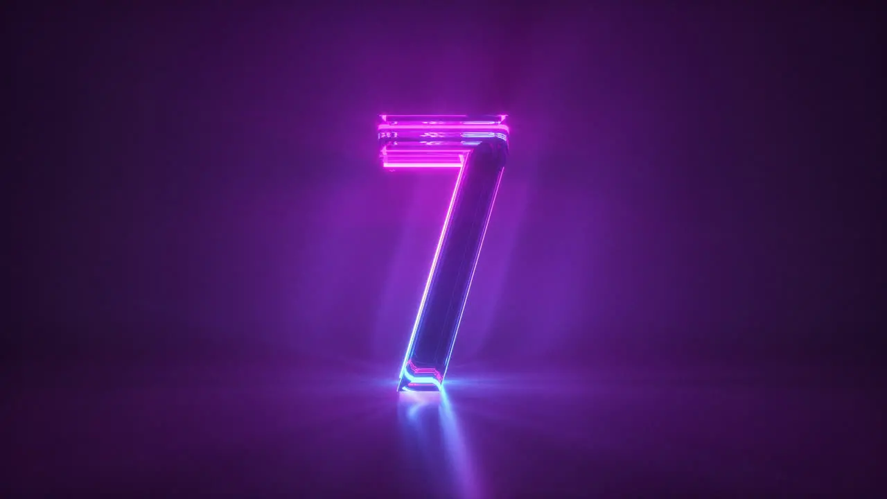 Abstract Countdown neon light numbers from 10 to 1