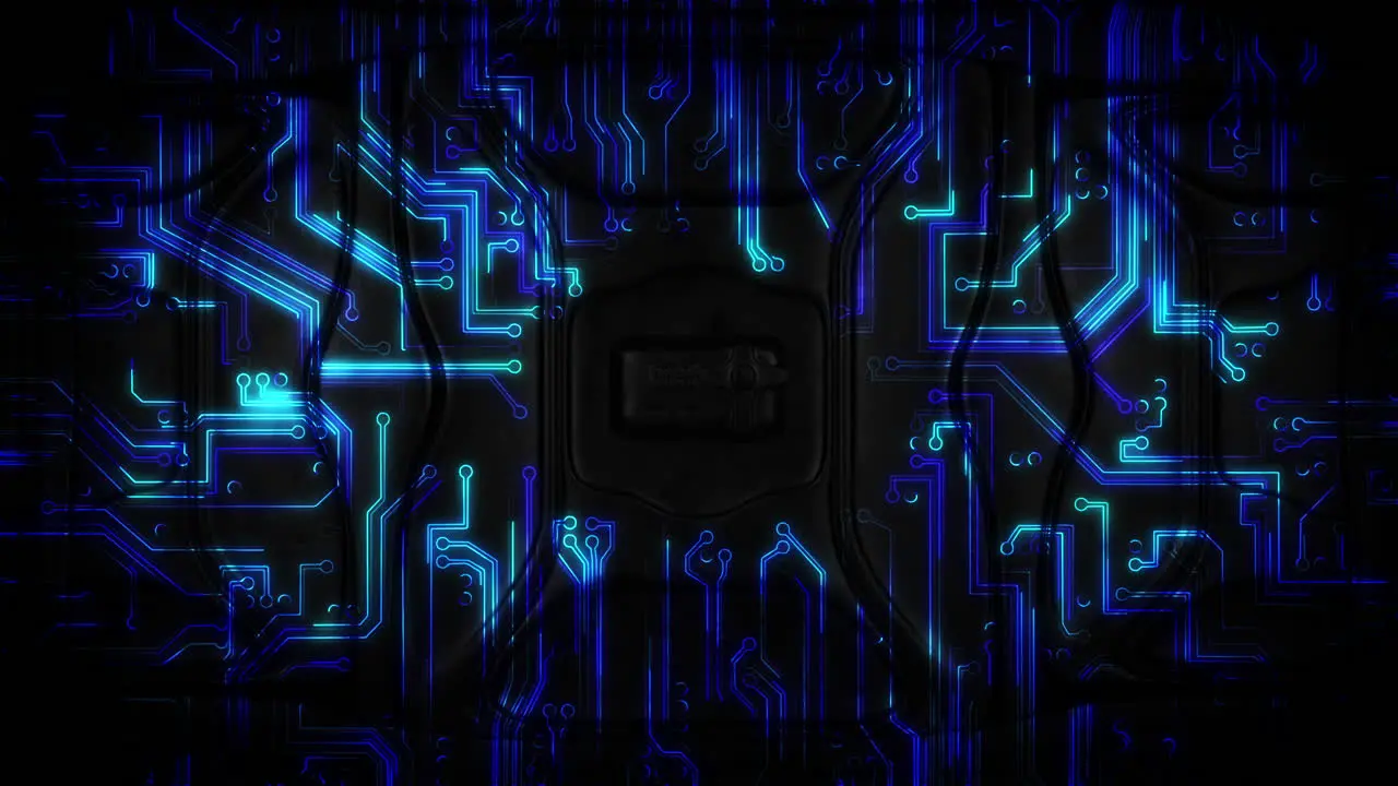 Energy flowing through the blue circuit board background