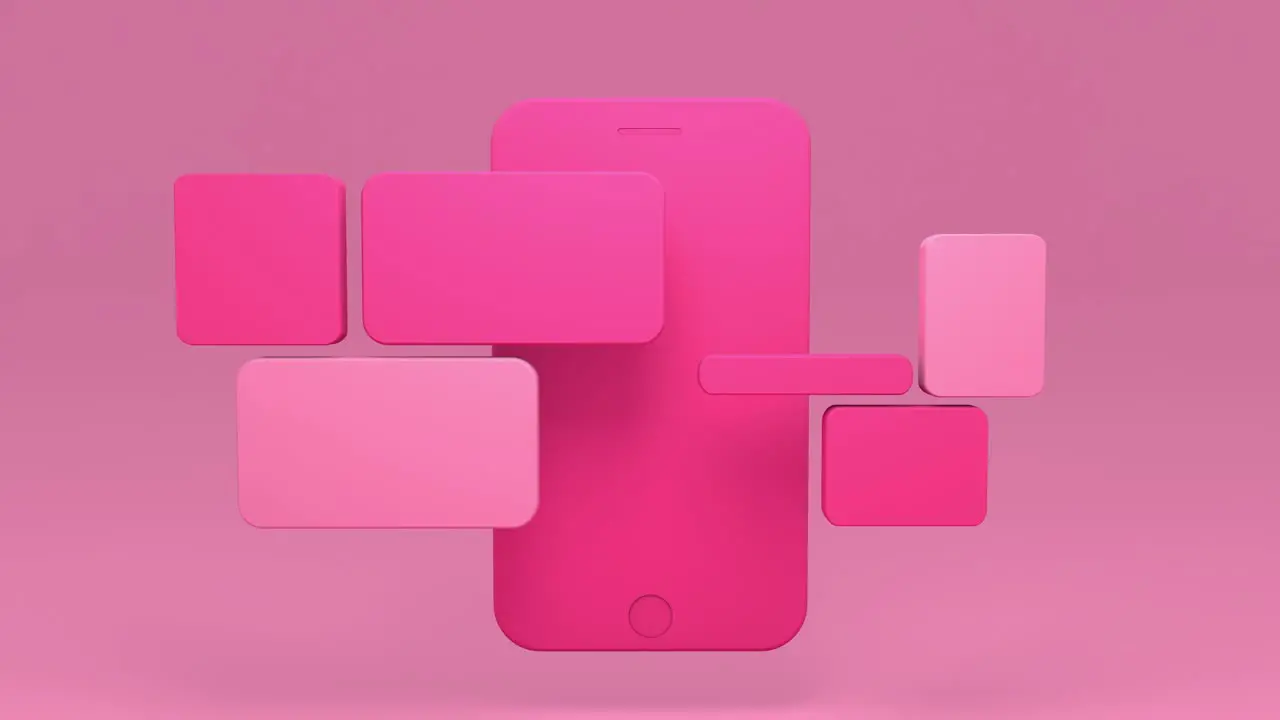 3d Minimal pink mobile phone