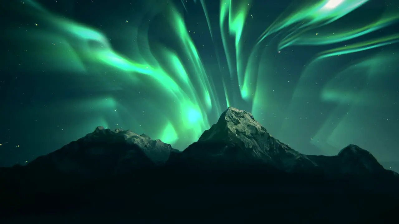 Aurora Borealis Green Northern Lights Mountains