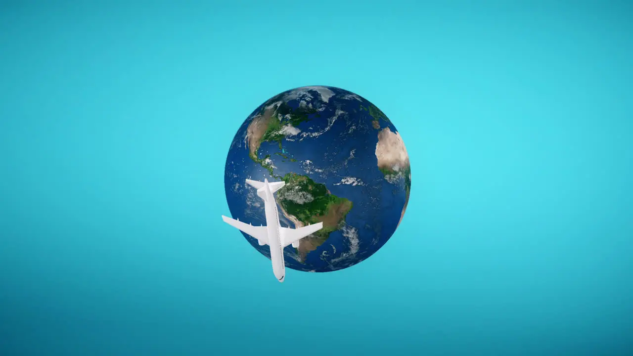 Airplane flying around the world  globe or earth planet