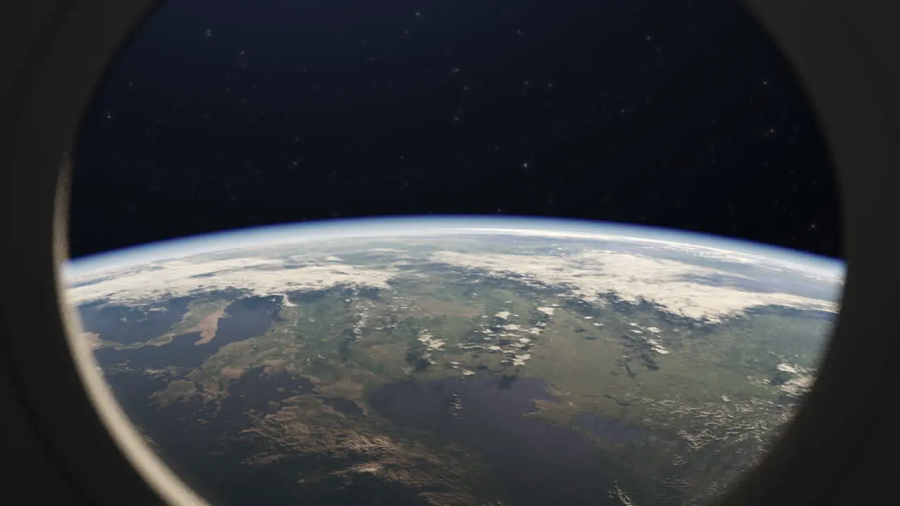 Planet Earth view from the porthole window of the space station