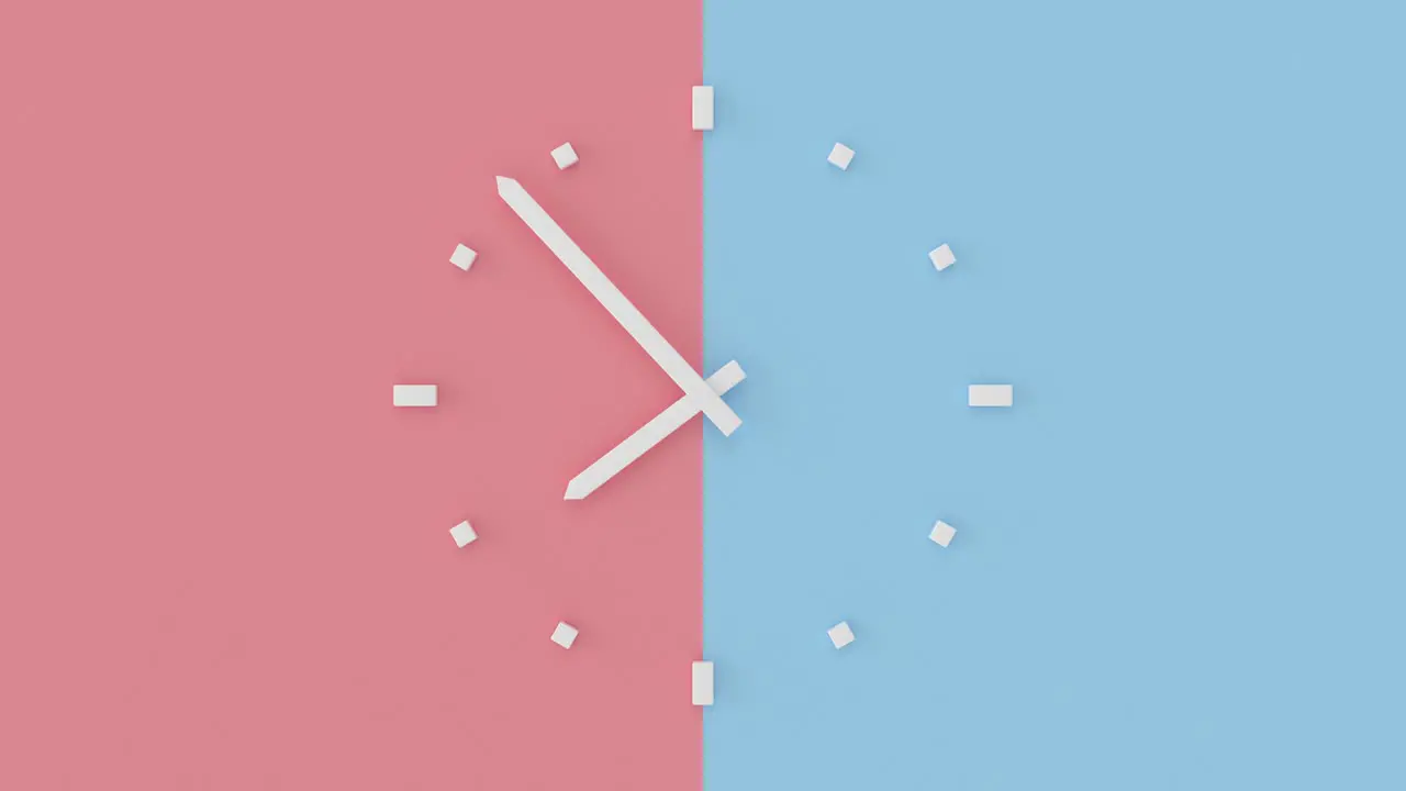 Abstract and minimal clock on pastel background