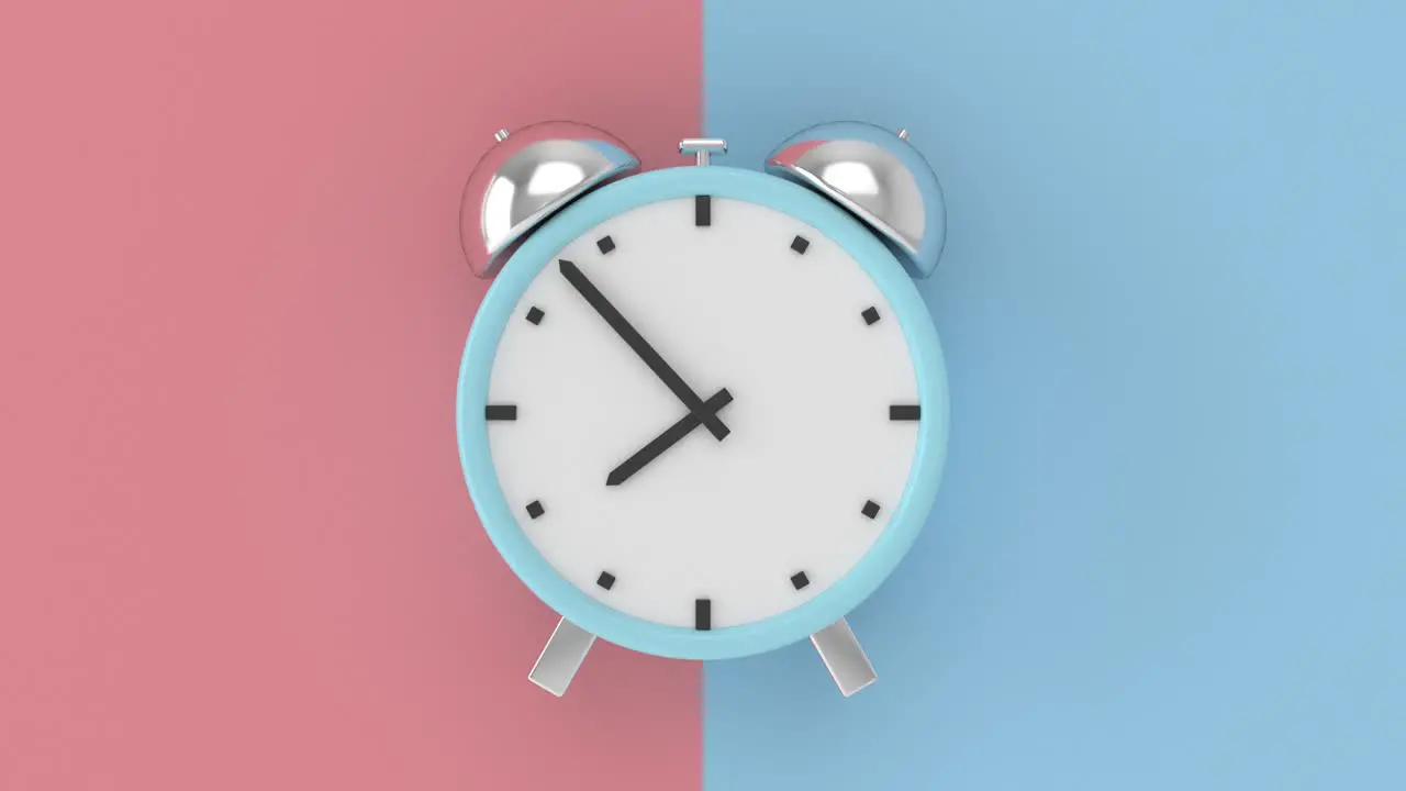 Abstract and minimal alarm clock on pastel background