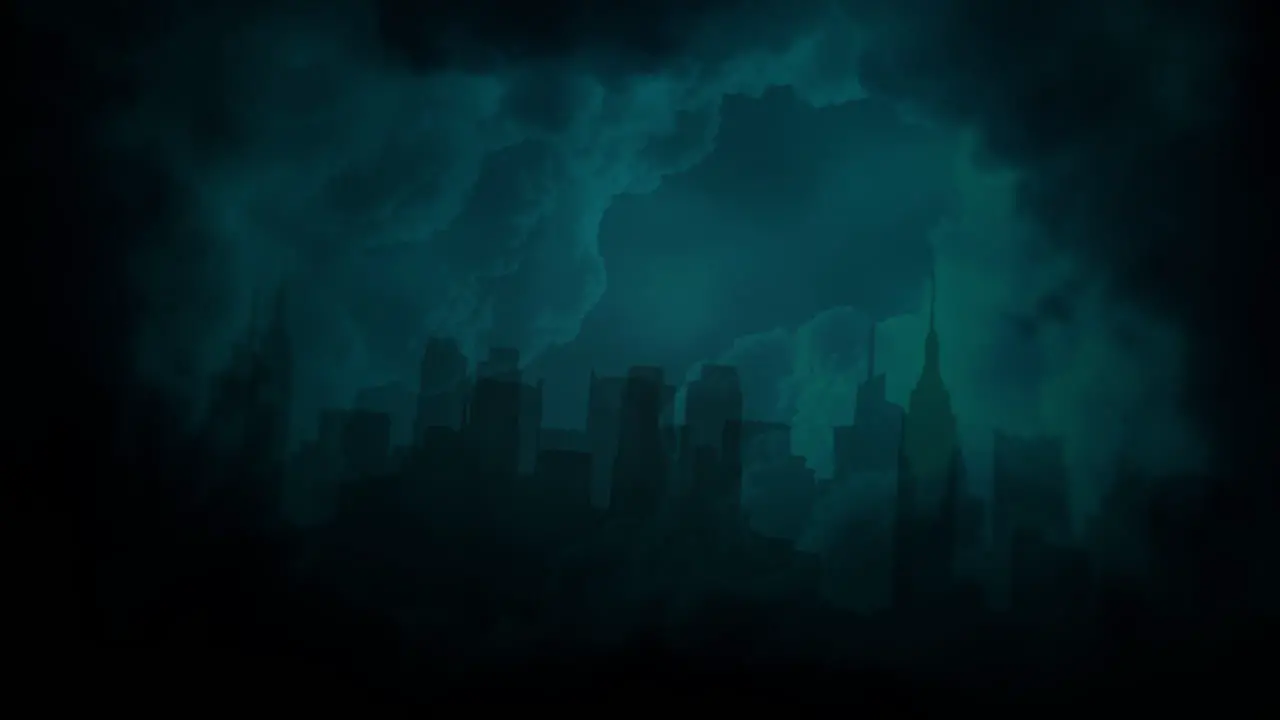 Cinematic background with cloud with rain and city and motion camera