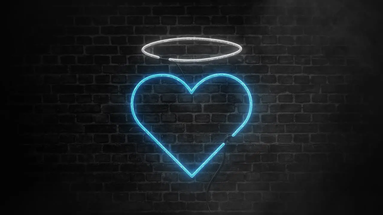 Neon led angel heart sign with holy halo