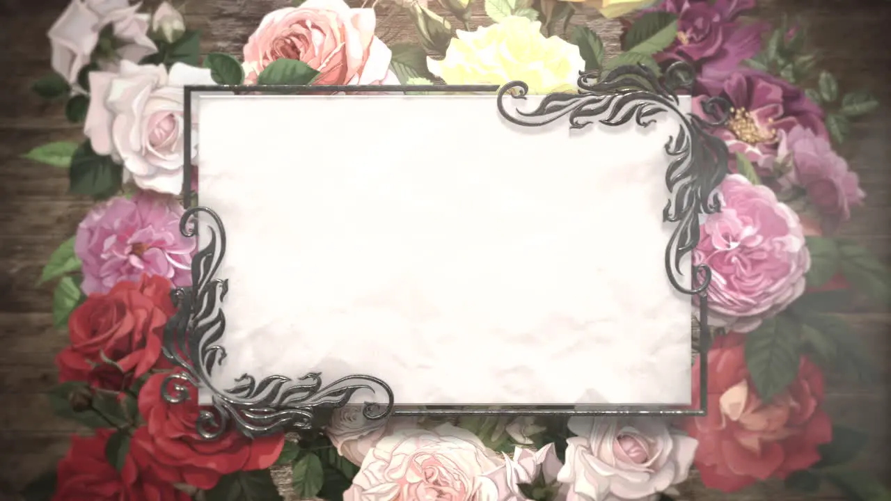 Closeup vintage frame with flowers motion with wedding background 18