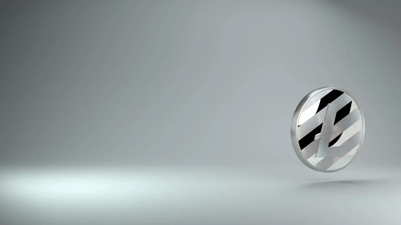 Litecoin cryptocurrency coin logo 3d rotating