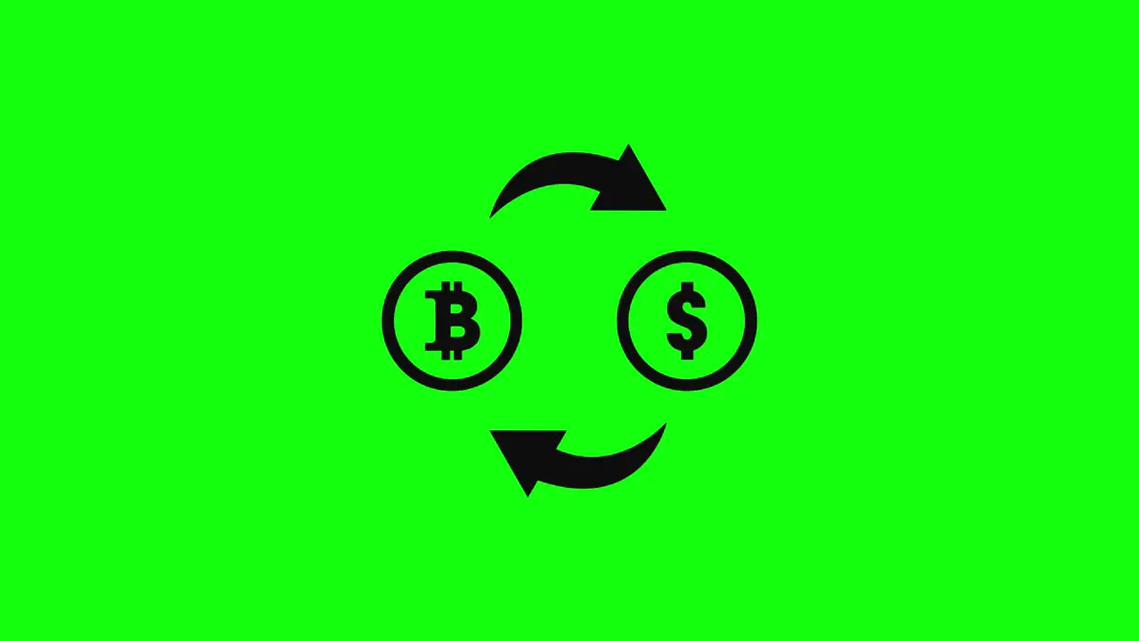 exchange bitcoin dollar icon green screen