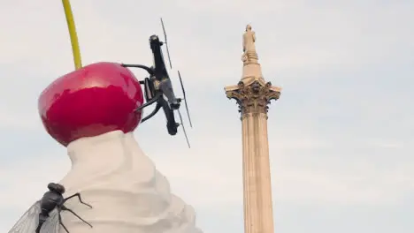 Trafalgar Square With Nelsons Column And Modern Art Sculpture On 4th Plinth In London England UK