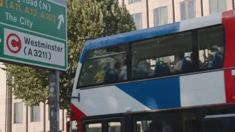 Tourist Sightseeing Open Top Bus In London England UK