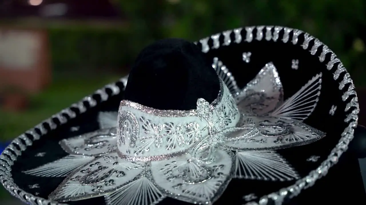 Traditional mariachi Mexican sombrero in black and white color