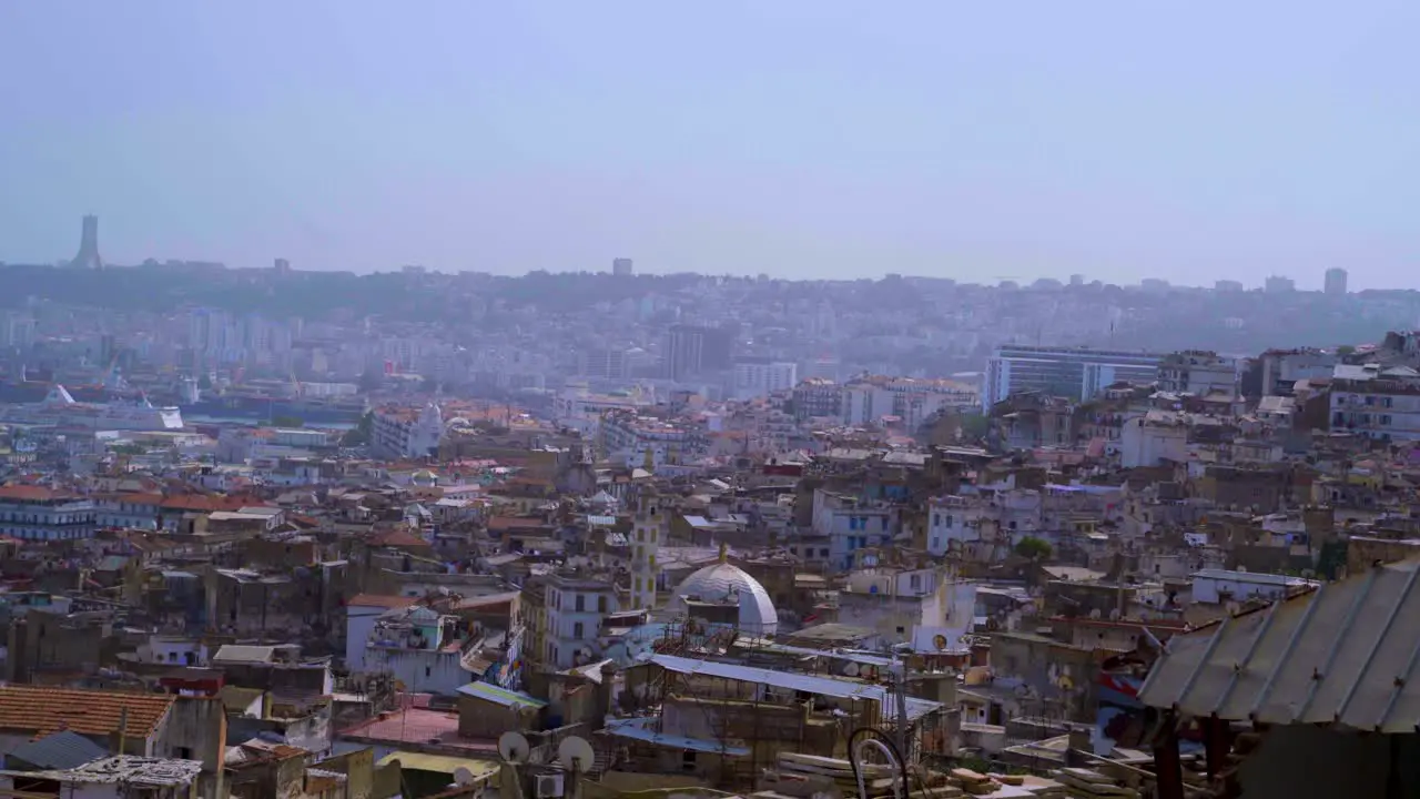 panoramic view of the bay of Algiers and the city center with the historic Martyrs monument in the background