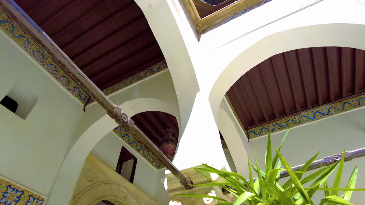 Arcades of the palace with a decoration of the Algerian zelidj