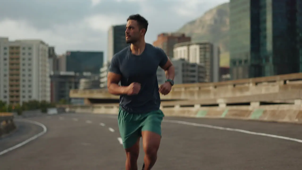 Sports running and fitness man in a city street