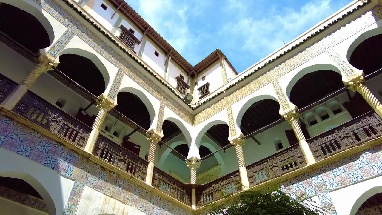 arcades of the Palace of the Dey of Algiers with a decoration of the Algerian zelidj