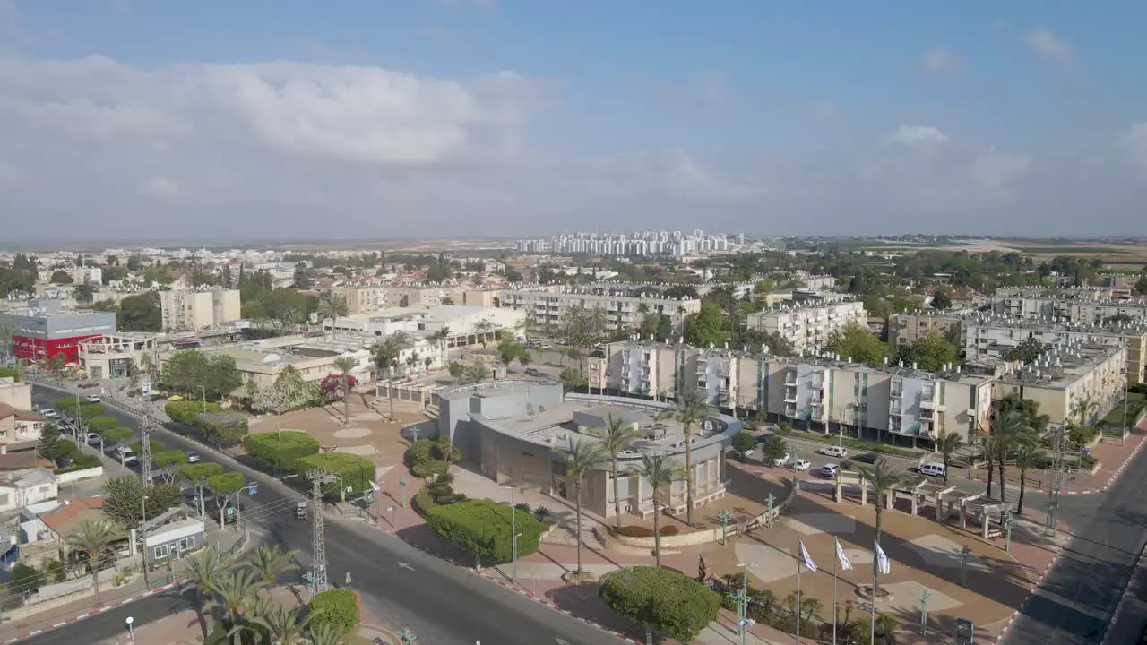 aerial shot above the culture dome at netivot city israel