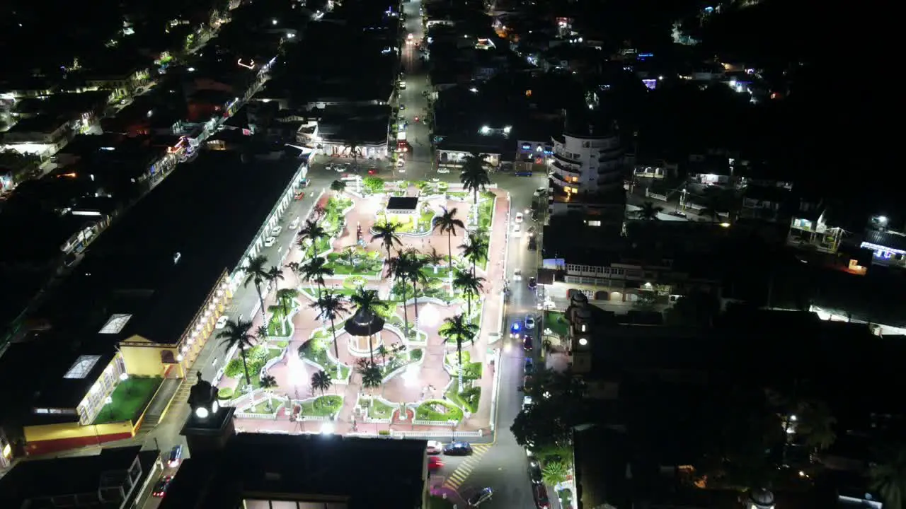 NIght hyperlapse footage of the main square in a small town in Veracruz Mexico