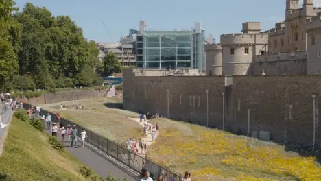 Exterior Of The Tower Of London England UK With Gardens Planted For Superbloom Event