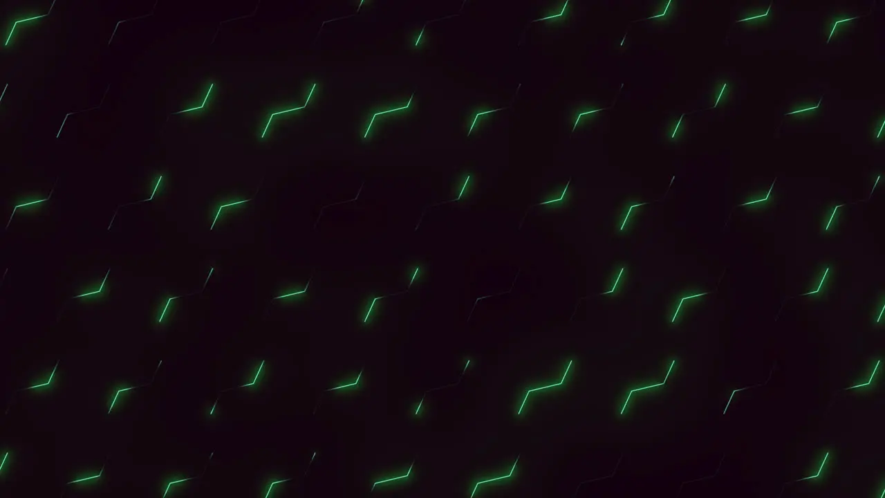 Glowing green zigzag lines illuminate dark background