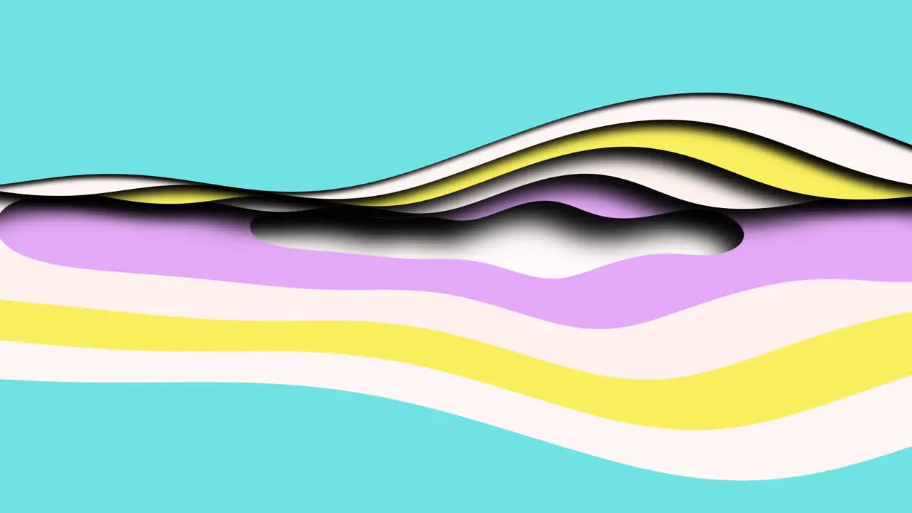 Vibrant abstract image layers of purple yellow and blue with wavy and diagonal lines