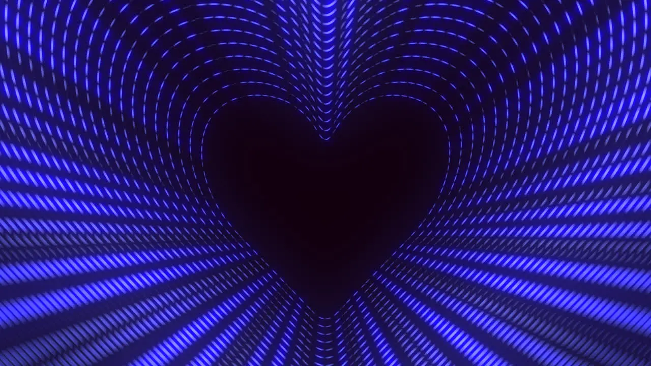 Neon blue hearts in spiral