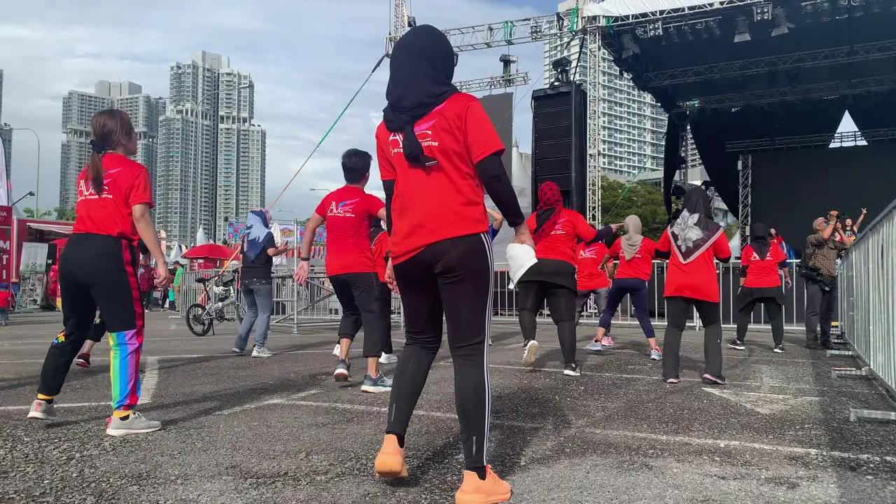 Outdoor fitness Zumba dancing under the sun