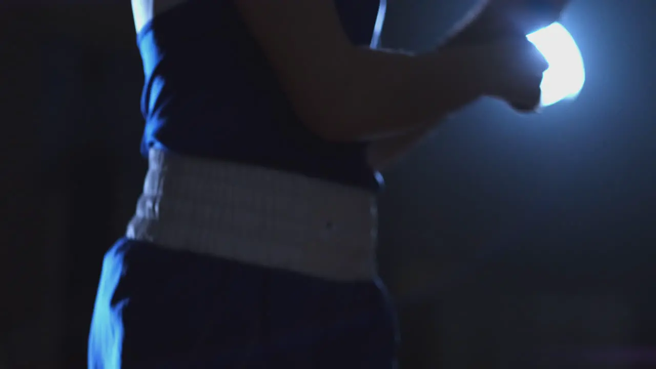 Close-up of the boxer's hand in time jumping rope