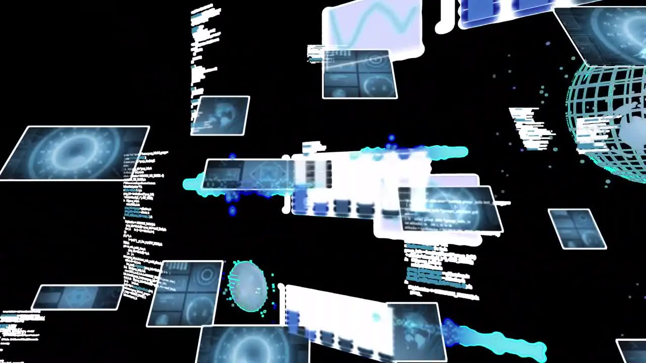 Animation of data processing over screens