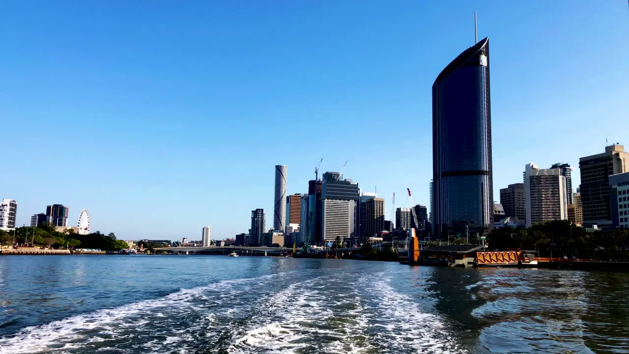 Brisbane City Cat view from stern early in morning