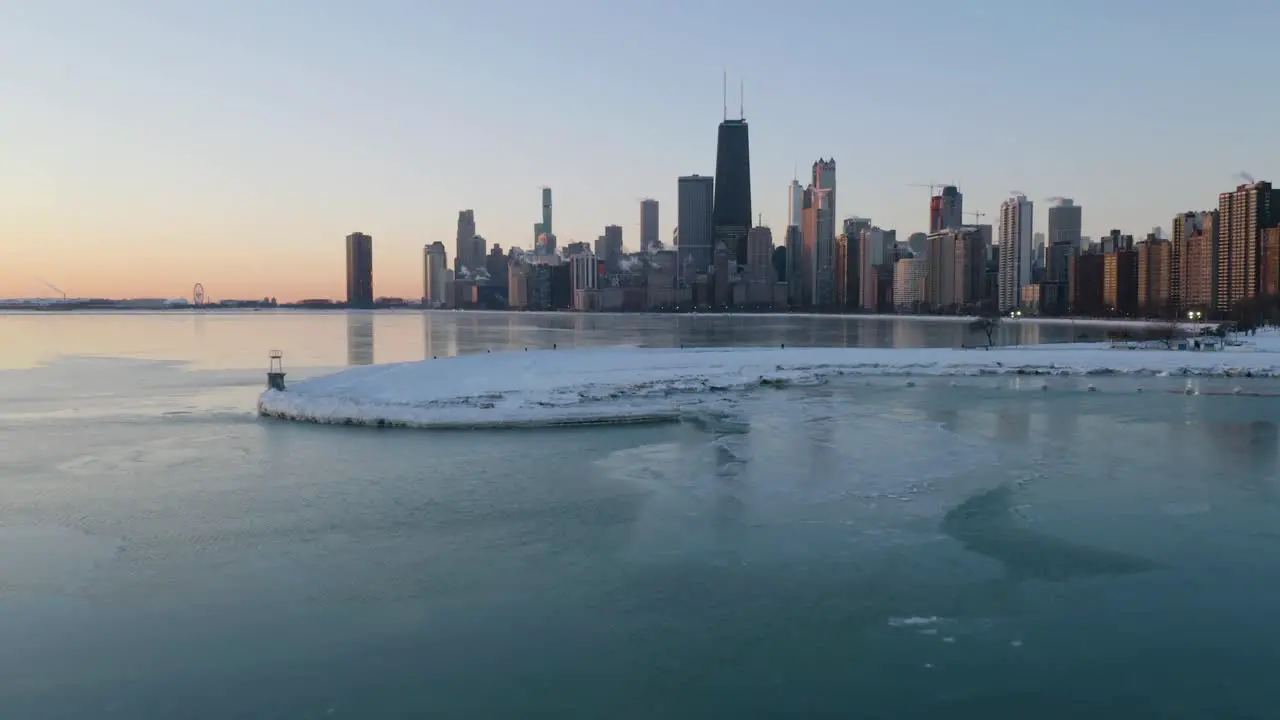 Aerial View of Chicago City in Winter