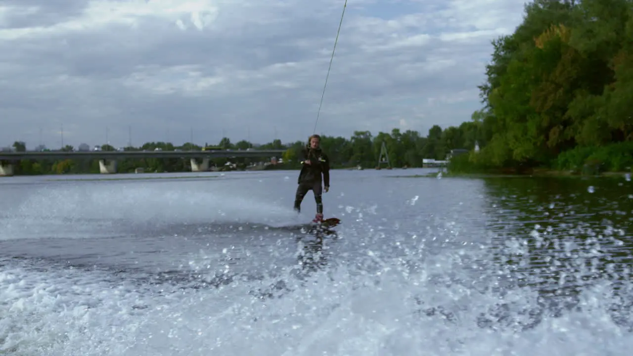 Man riding wakeboard