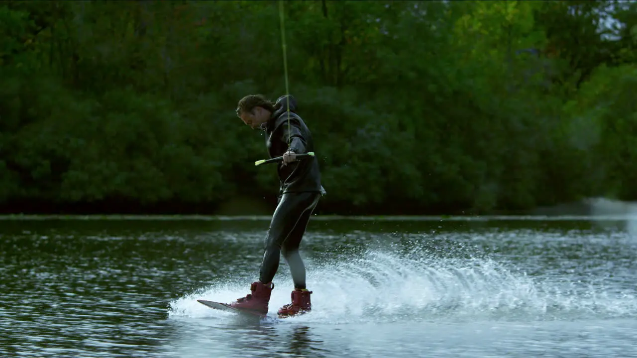 Male rider enjoy wakeboarding