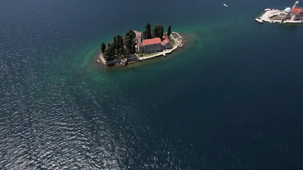 Island and church stGeorge in the Boka bay