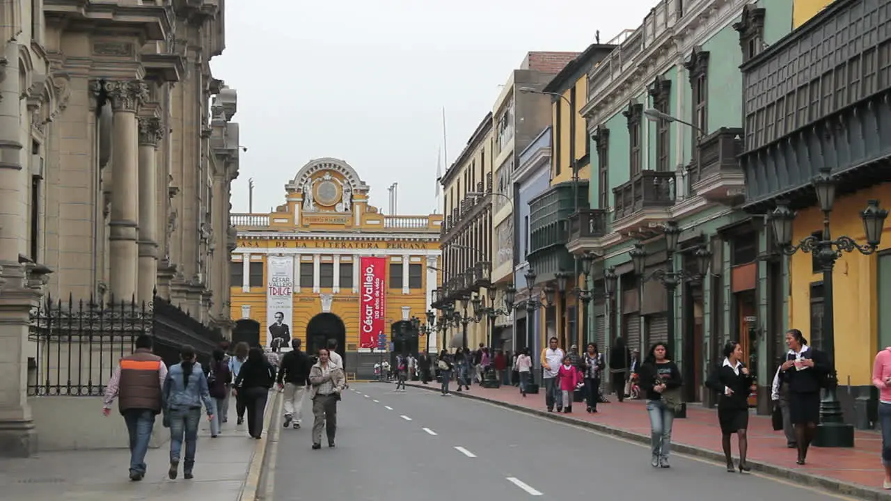 Lima Peru central city with pedestrians