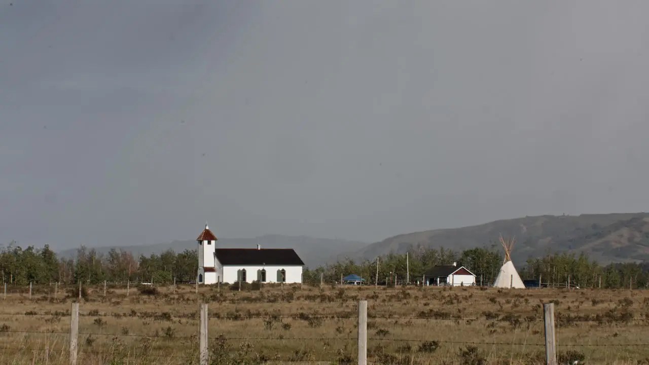 Church and a tee pee rural