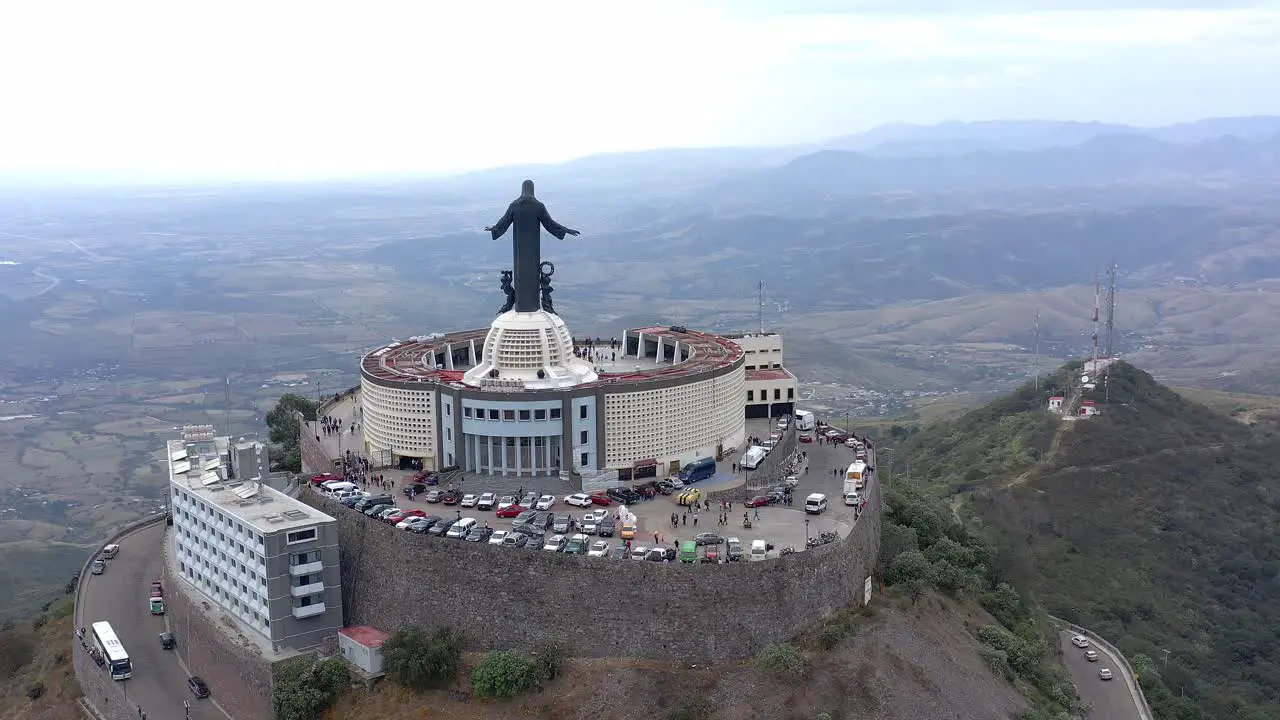 Aerial Cristo Rey sacred Mexico drone view